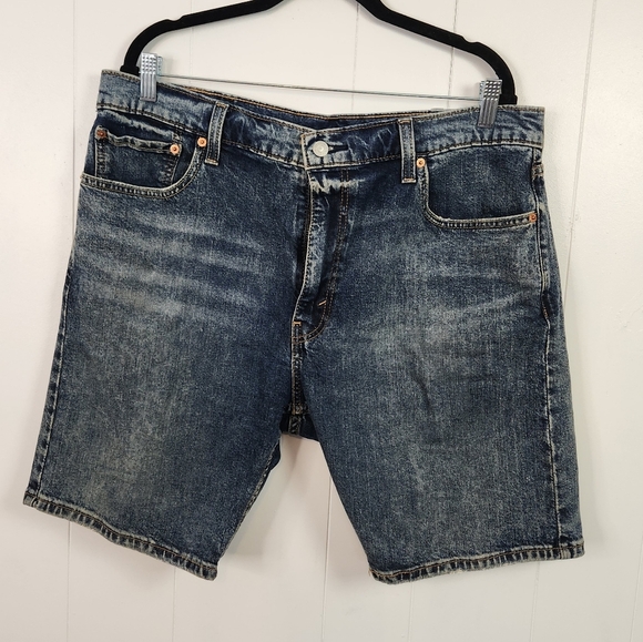 Levis 412 Men’s Size 38 9" Denim Jean Shorts Blue Medium Wash Stretch Festival - Picture 2 of 9